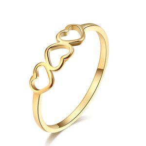 Three Hearts Gold Tone Ring